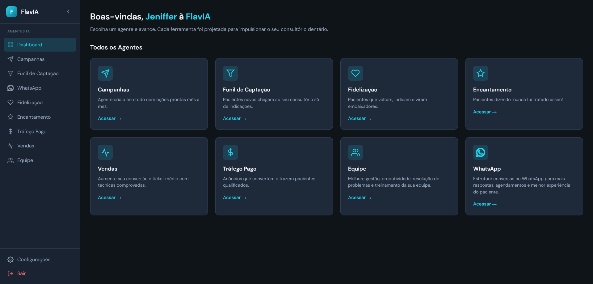 Dashboard FlavIA - Plataforma de IA para clínicas